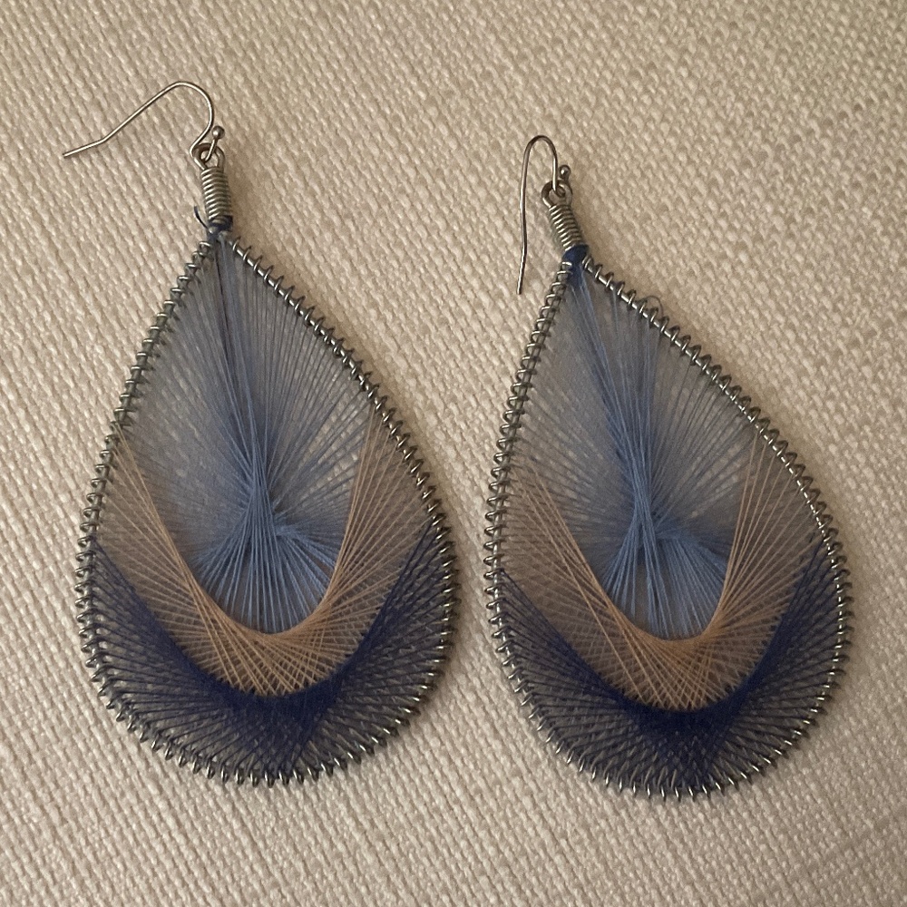 Lovely wire framed macrame earrings